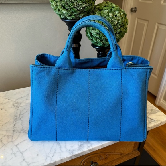 Prada Canapa Blue Medium Size - Picture 2 of 14